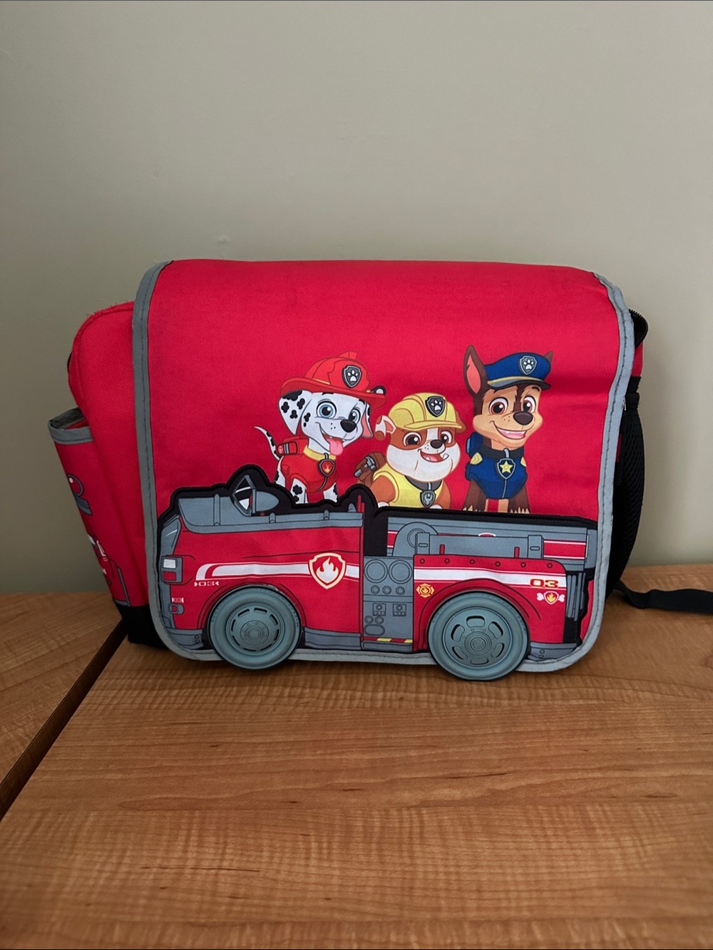 Paw Patrol Red Kids Backpack with Fire Truck Art